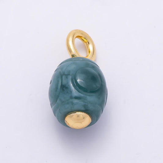 18k Gold Filled 22mm Carved Green Jade Lantern Floating Bead Pendant DIY Jewelry Making Supply custom Necklace & Earrings | CHARMS-01319