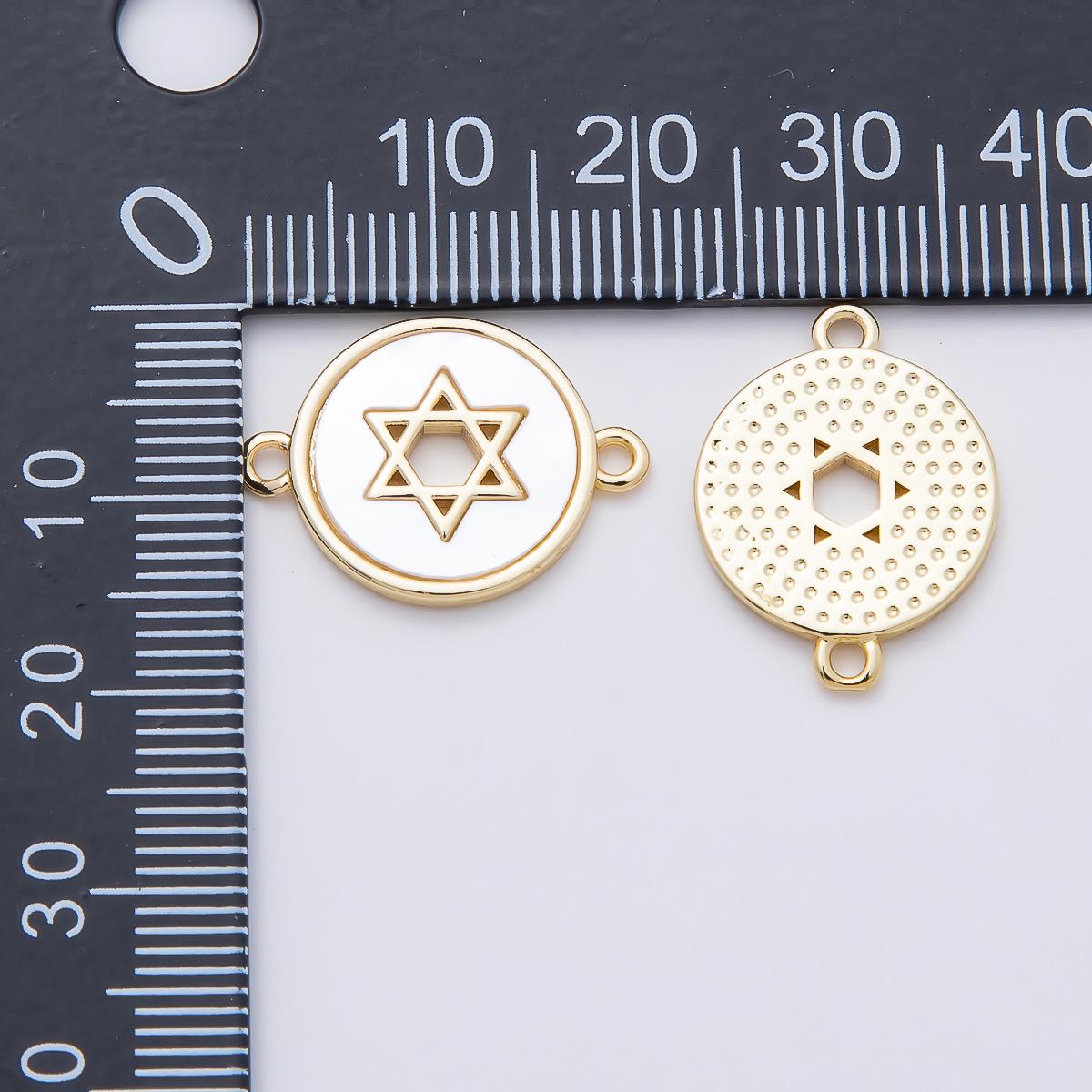 16k Gold Filled Shell Pearl Star of David Connector Link Jewish Bracelet Component Hanukkah Jewelry Making Birthday Gift | CONNECTORS-00025