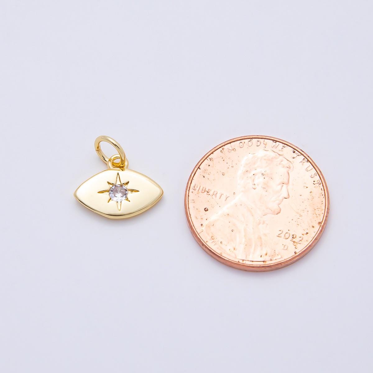16K Gold Filled 9mm Clear CZ North Star Navette Mini Charm DIY Jewelry Making Supply Evil Eye Pendant for custom Necklace | Charms-01112