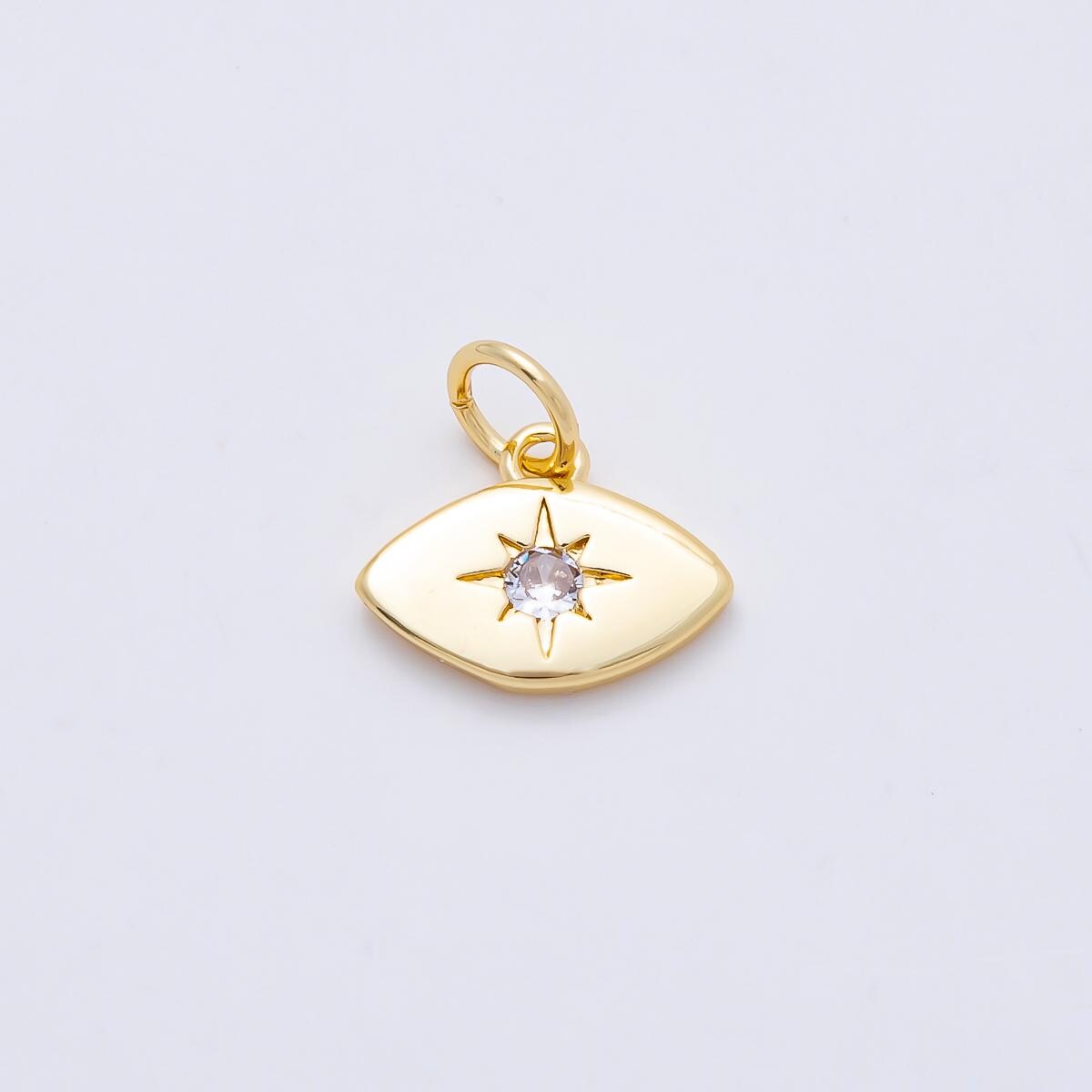 16K Gold Filled 9mm Clear CZ North Star Navette Mini Charm DIY Jewelry Making Supply Evil Eye Pendant for custom Necklace | Charms-01112