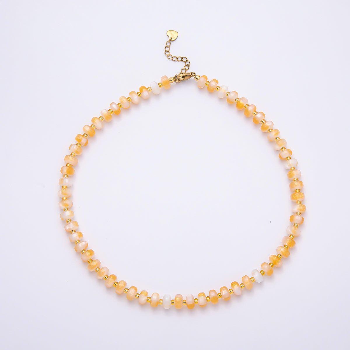 Stainless Steel 8mm Multicolor, Yellow, Blue, Orange, Pink, Green Glitter Rondelle 16in. Necklace + Extender Summer Jewelry Gift | WA-04549