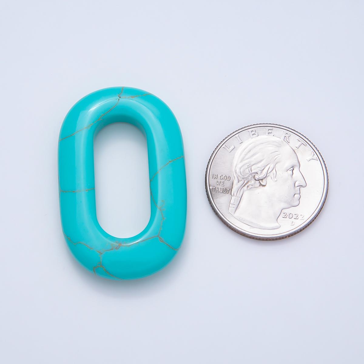 Turquoise natural oval open stone beads brown gemstone oblong oval findings 40mm x 25mm jewelry supply Findings-417