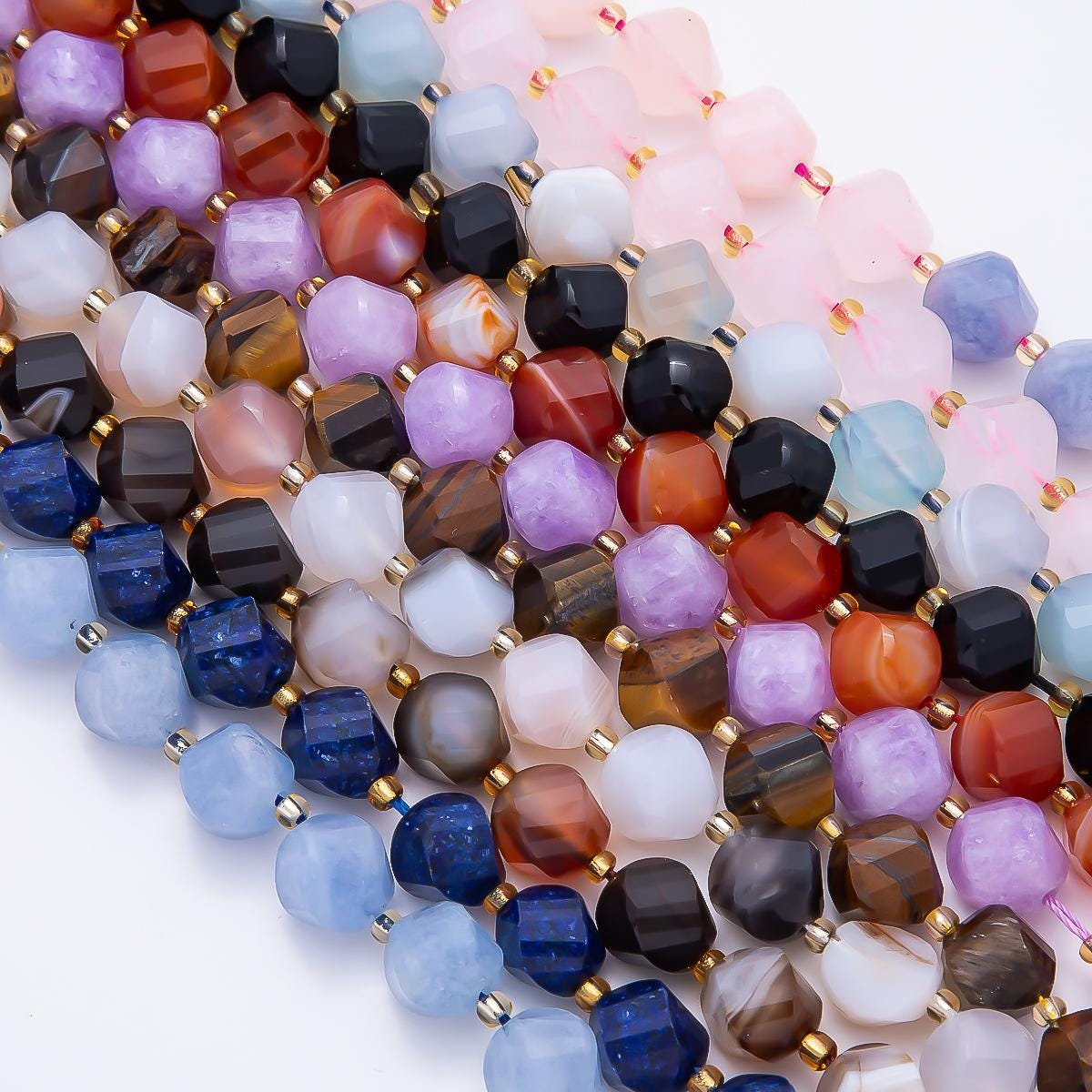 9mm Faceted Nugget Gemstone Beads | Organic Freeform Natural Dyed Stone Beads | Designer Jewelry Making Supplies WA-4760