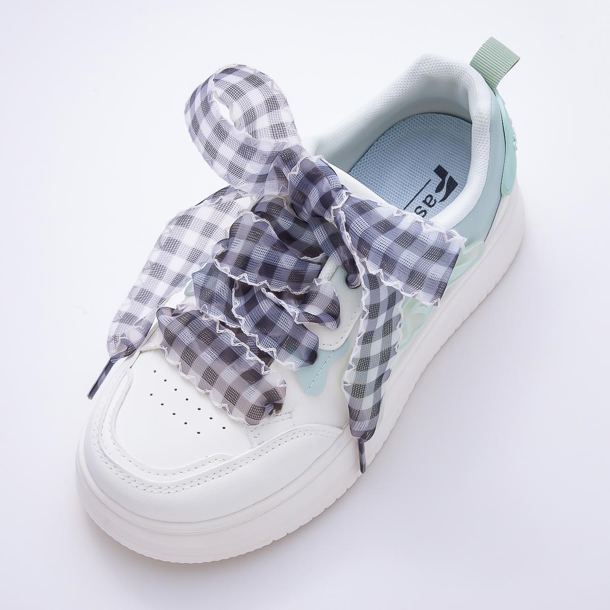 New Summer Scalloped Gingham Ribbon Shoelaces Custom sneaker laces fashion outfit accessory for her country girl coquette style | WB-00019