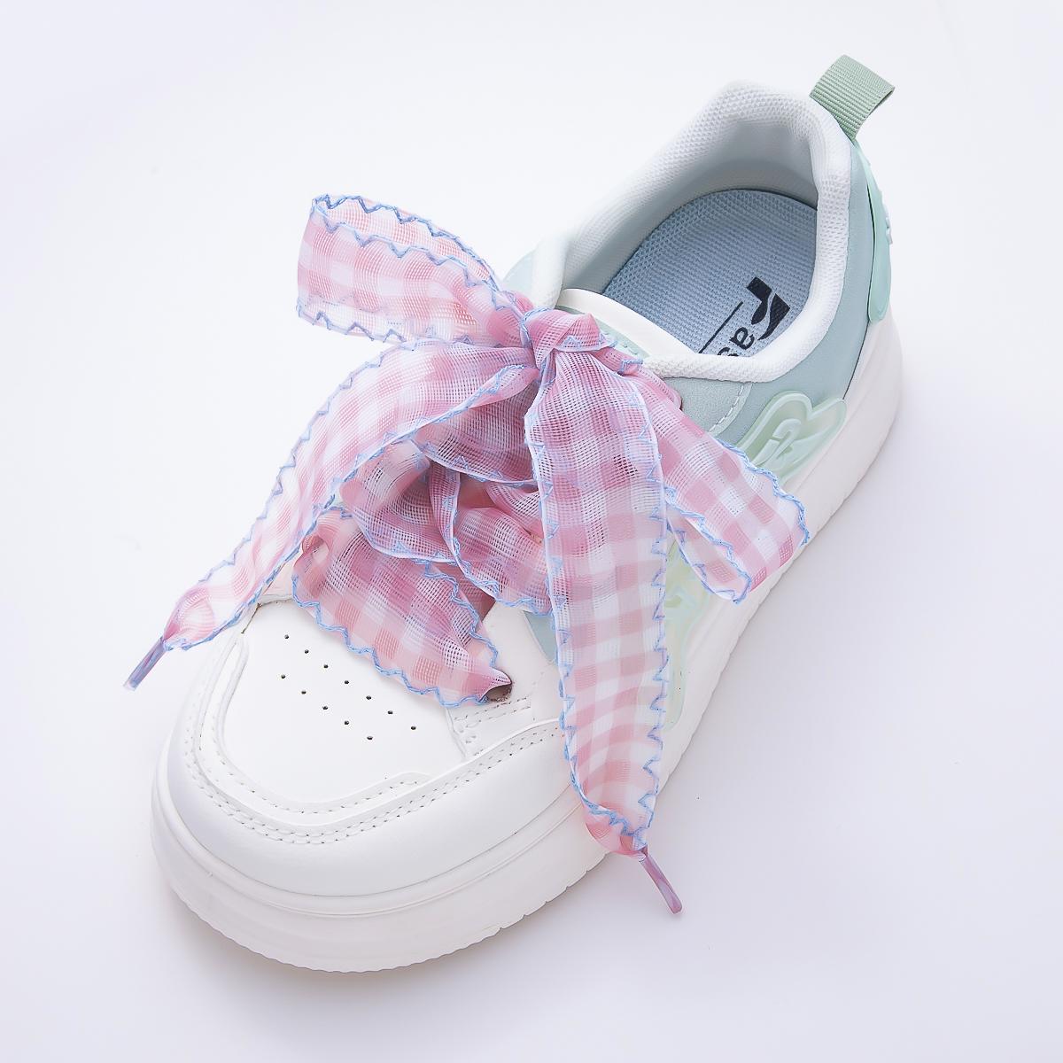 New Summer Scalloped Gingham Ribbon Shoelaces Custom sneaker laces fashion outfit accessory for her country girl coquette style | WB-00019