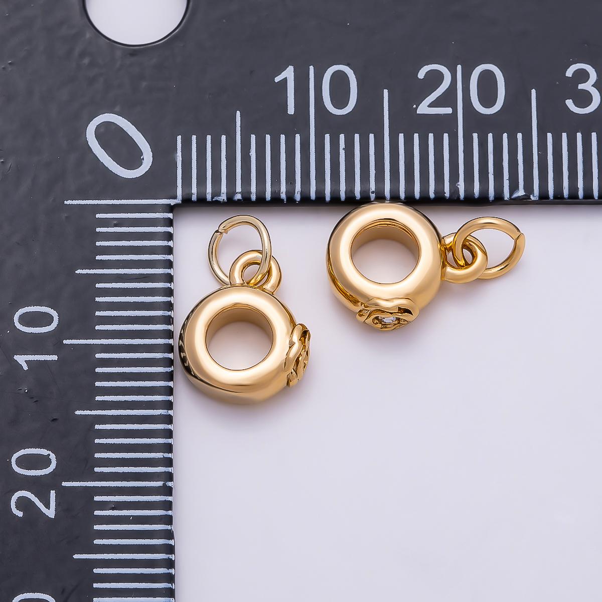 18k PVD Gold Stainless Steel 11mm CZ Rose Flower Drop Rondelle Charm Finding in Gold & Silver Tiny Necklace Jewelry Supply | CHARMS-01344