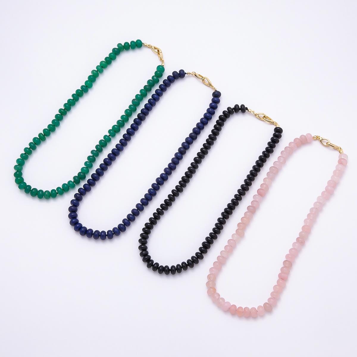 18K Gold Filled 8mm Rondelle Gemstone Chain 17 Inch Necklace w. Dual Push Clasps Gold Toggle Statement Jewelry Gift for Her | WA-04664