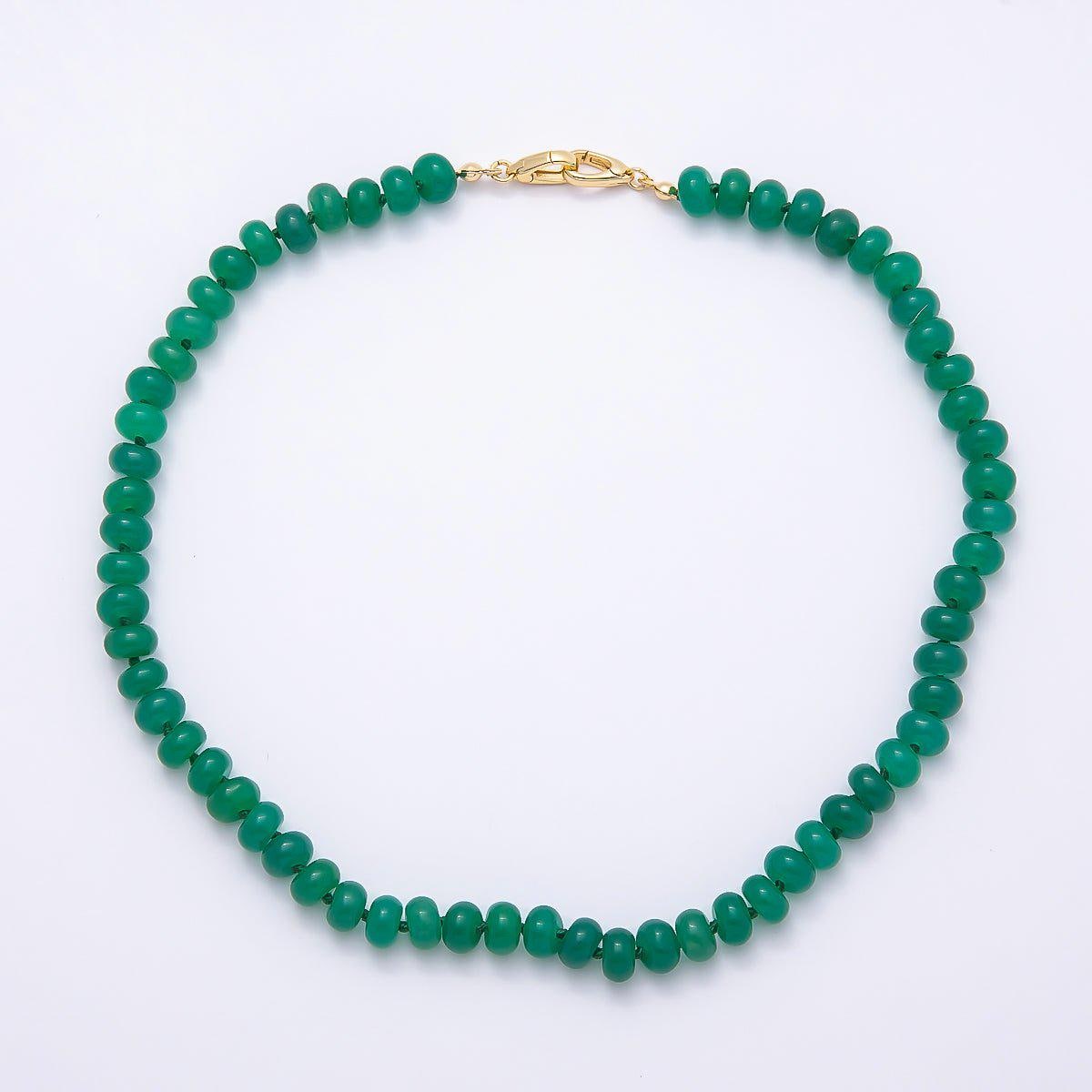 18K Gold Filled 8mm Rondelle Gemstone Chain 17 Inch Necklace w. Dual Push Clasps Gold Toggle Statement Jewelry Gift for Her | WA-04664