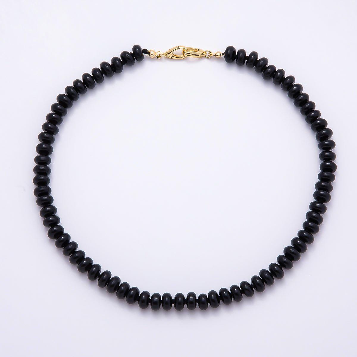 18K Gold Filled 8mm Rondelle Gemstone Chain 17 Inch Necklace w. Dual Push Clasps Gold Toggle Statement Jewelry Gift for Her | WA-04664