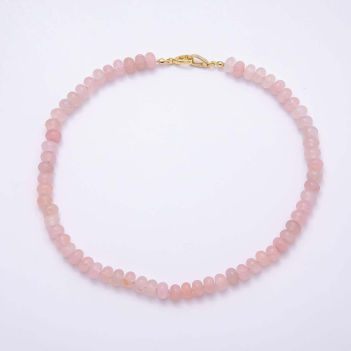 18K Gold Filled 8mm Rondelle Gemstone Chain 17 Inch Necklace w. Dual Push Clasps Gold Toggle Statement Jewelry Gift for Her | WA-04664