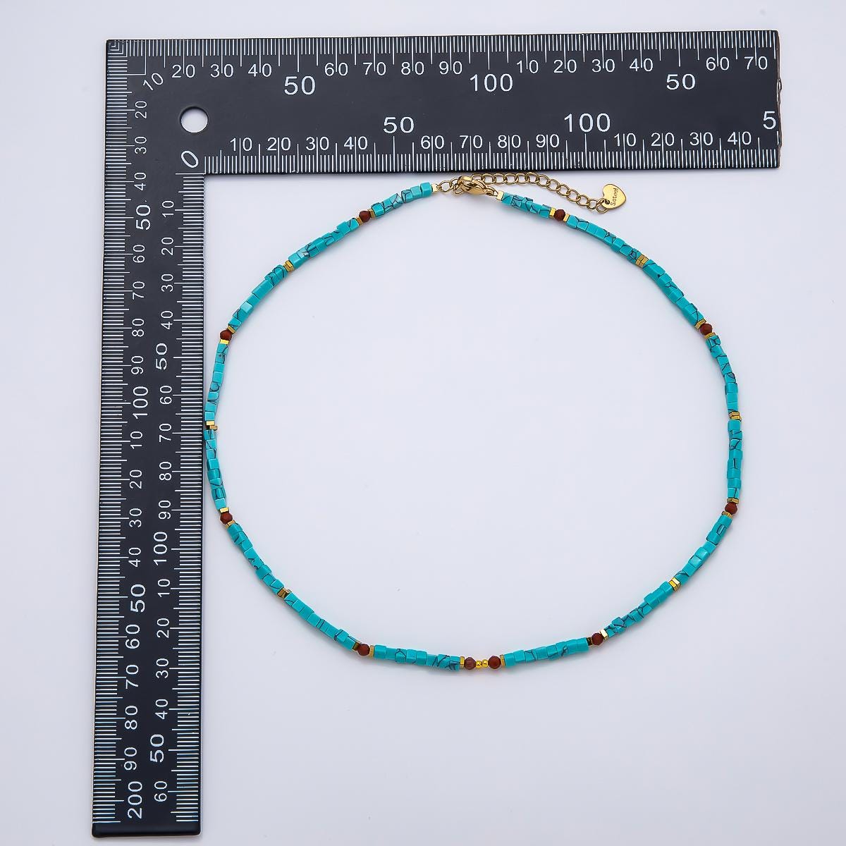 Handmade Stainless Steel 3mm Red Carnelian Turquoise Gemstone Chain 16 Inch Necklace Boho Style Statement Piece Fashion Jewelry | WA-04637