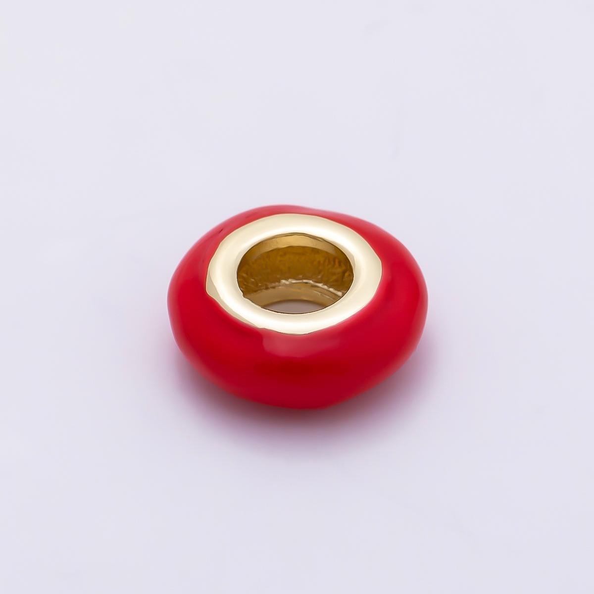 16k Gold Filled 10mm Colorful Enamel Spacer Bead Rondelle Charm Add on for Necklaces and Bracelets DIY Jewelry Making Supply | BEADS-469