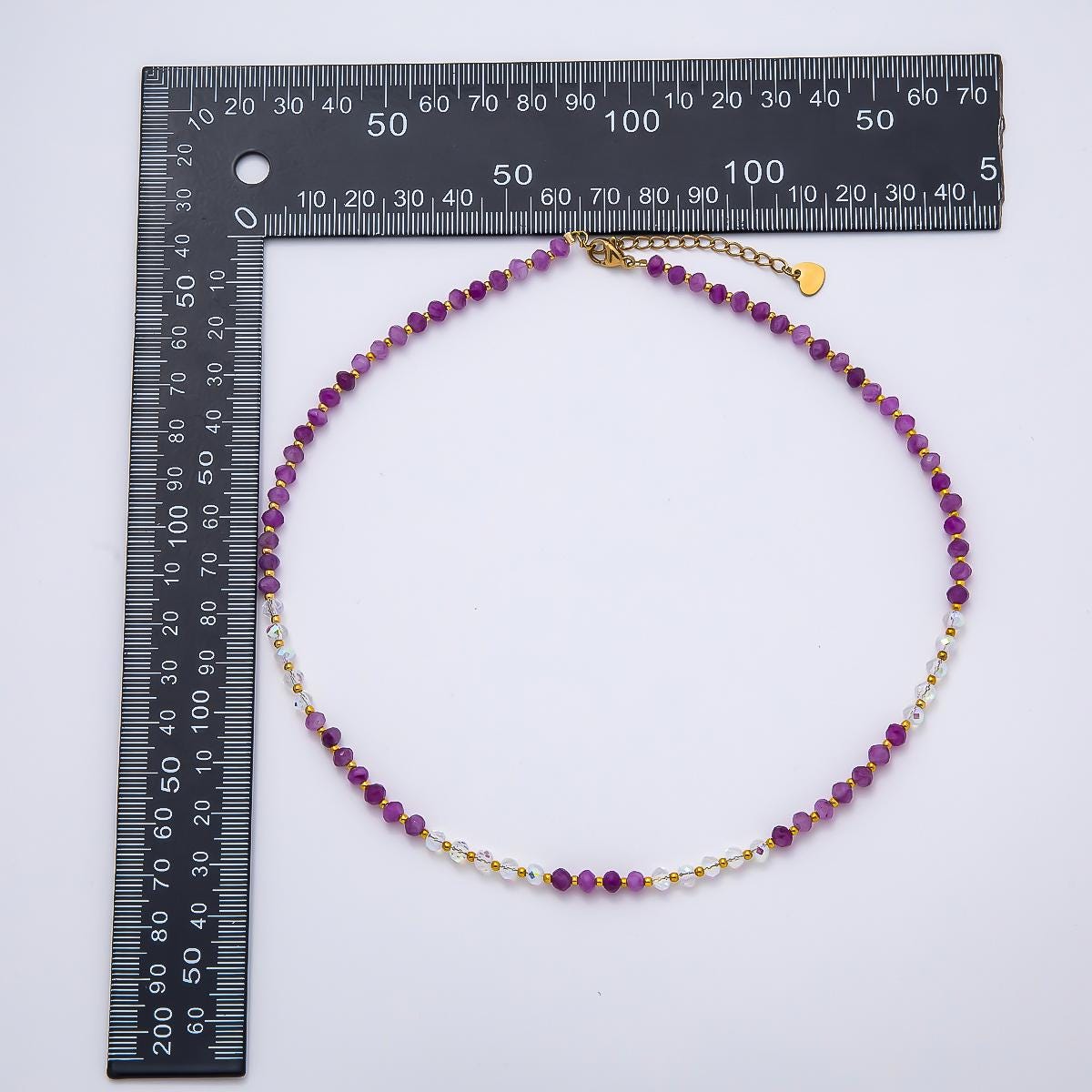 Handmade Stainless Steel 2mm AB Amethyst Gemstone Chain 16 Inch Necklace Lavender Layering Jewelry Gift for Her Festival Inspired | WA-04640