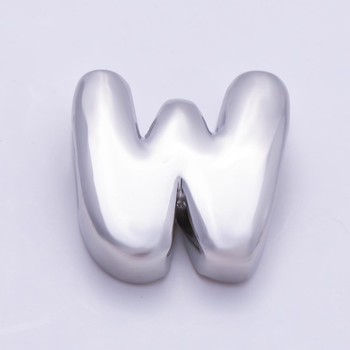 Bold Silver Puffy Initial Letter Charm 21mm for Knotted Bracelet Personalized Custom Jewelry Balloon Alphabet Letter Beads Beads-440