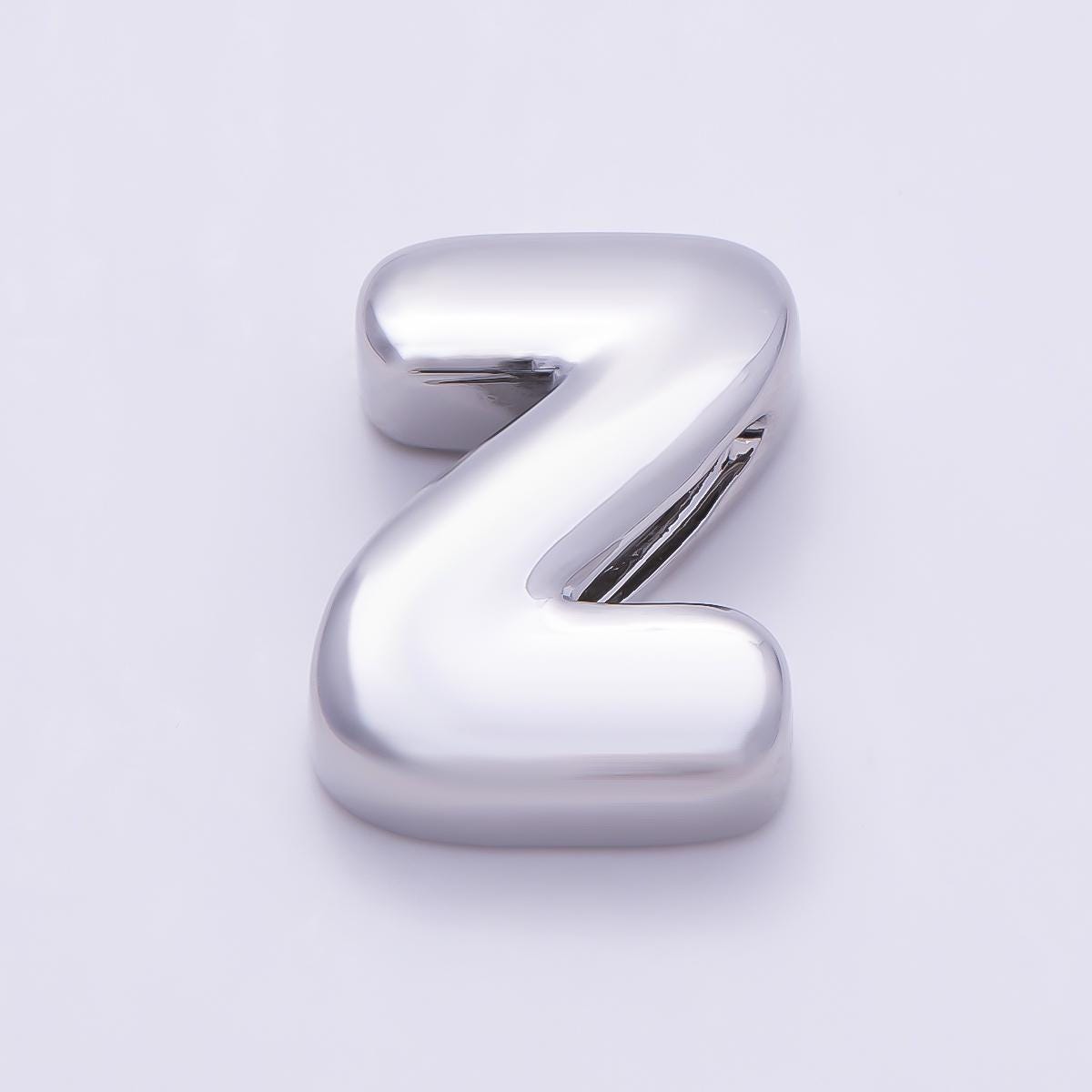 Bold Silver Puffy Initial Letter Charm 21mm for Knotted Bracelet Personalized Custom Jewelry Balloon Alphabet Letter Beads Beads-440