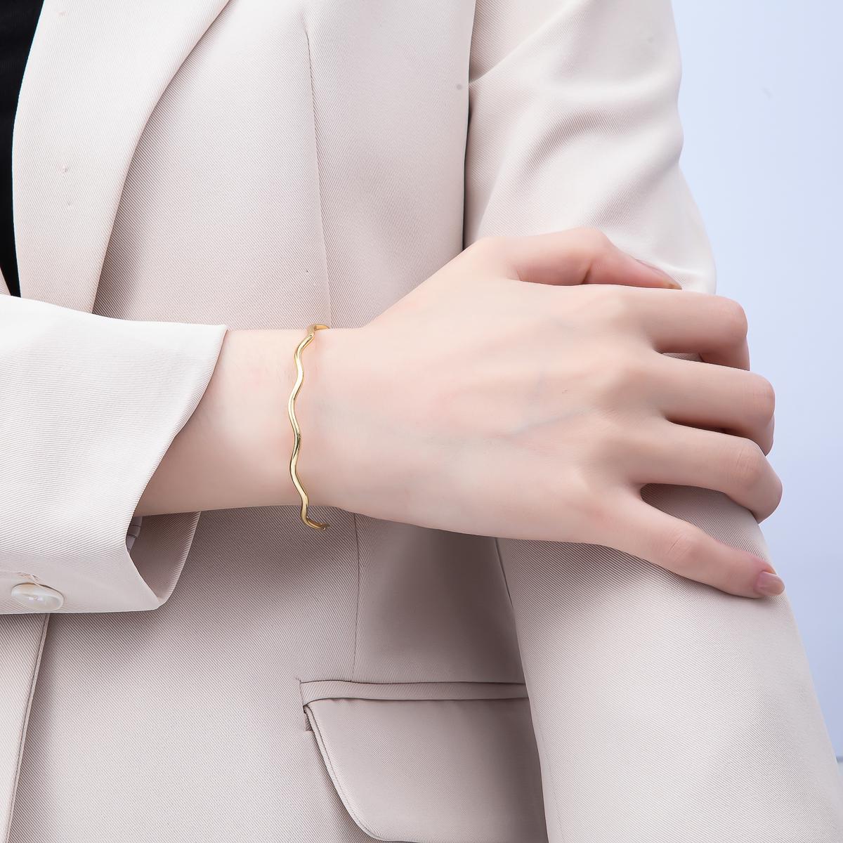 18K Gold Filled Curvy The Wave Half Cuff Bracelet- Half Bracelet Finding for Bangle Supply WA-4422