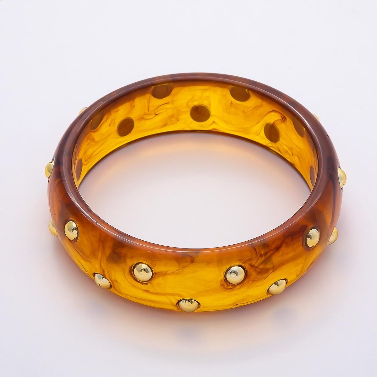 Chunky Resin Colorful Bracelet 80mm Colorful Acrylic Bangle Transparent Y2K Statement Piece Bold Geometric Band With Gold Stud WA-4432