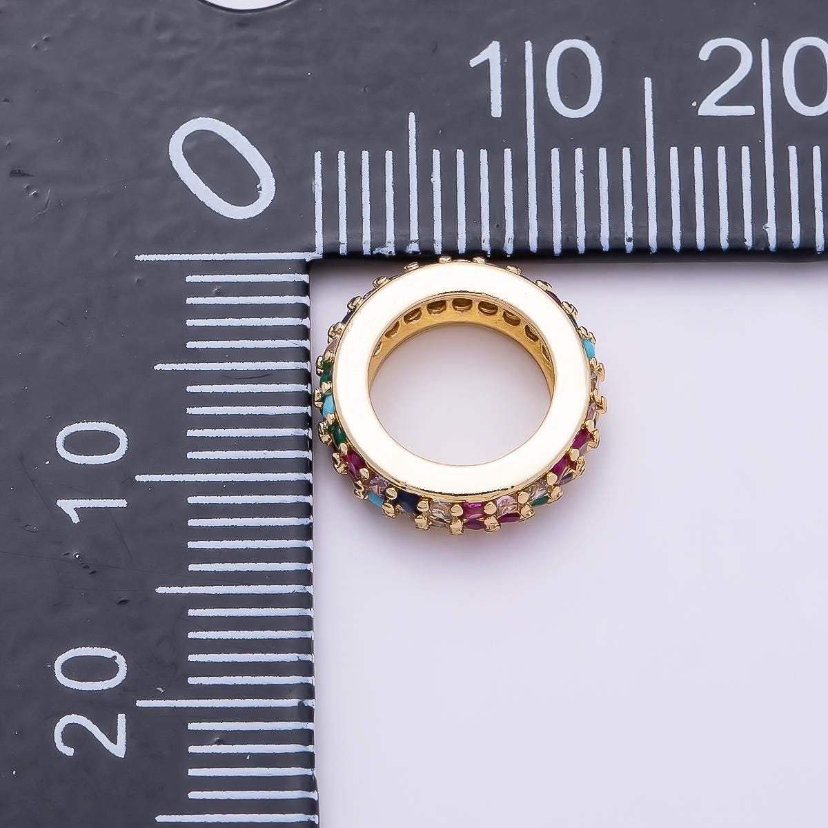 16K Gold Filled 12mm Micro Paved CZ Thin Rondelle Bead Crystal Eternity Wheel Slider Charm DIY Beaded Bracelet Necklace Supply | Beads-00482