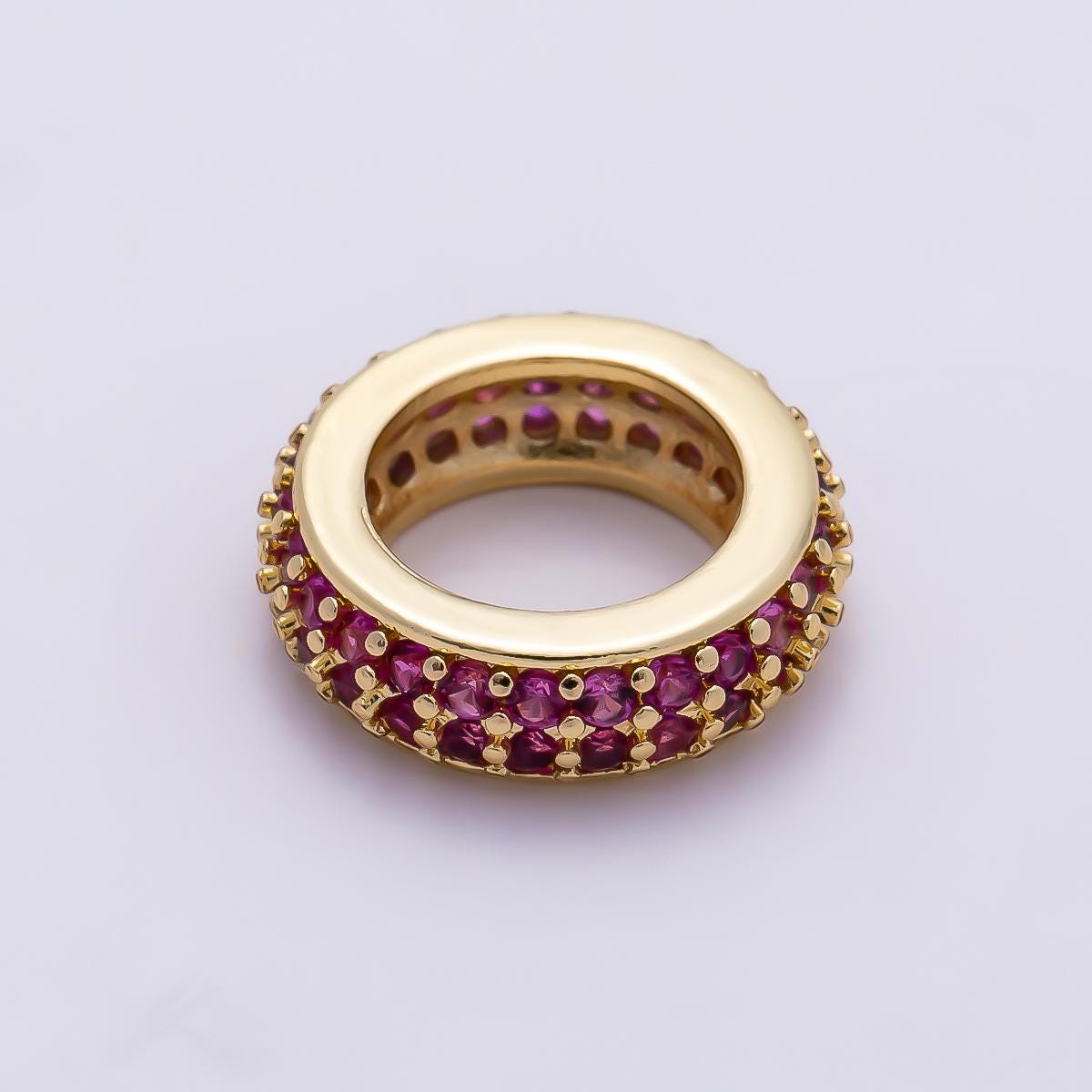 16K Gold Filled 12mm Micro Paved CZ Thin Rondelle Bead Crystal Eternity Wheel Slider Charm DIY Beaded Bracelet Necklace Supply | Beads-00482
