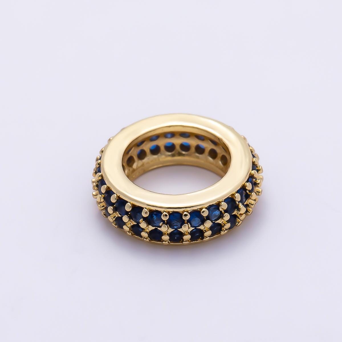 16K Gold Filled 12mm Micro Paved CZ Thin Rondelle Bead Crystal Eternity Wheel Slider Charm DIY Beaded Bracelet Necklace Supply | Beads-00482