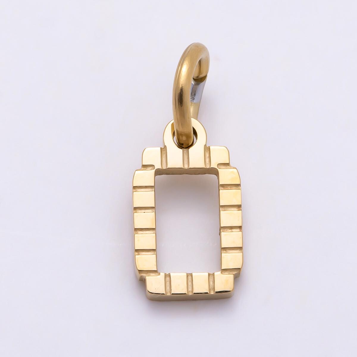 PVD Stainless 8.5mm Lined Ribbed Digital Alphabet Initial Letter Charm Custom Name Charm Jewelry Retro Gamer Gift for Her | Charms-01126