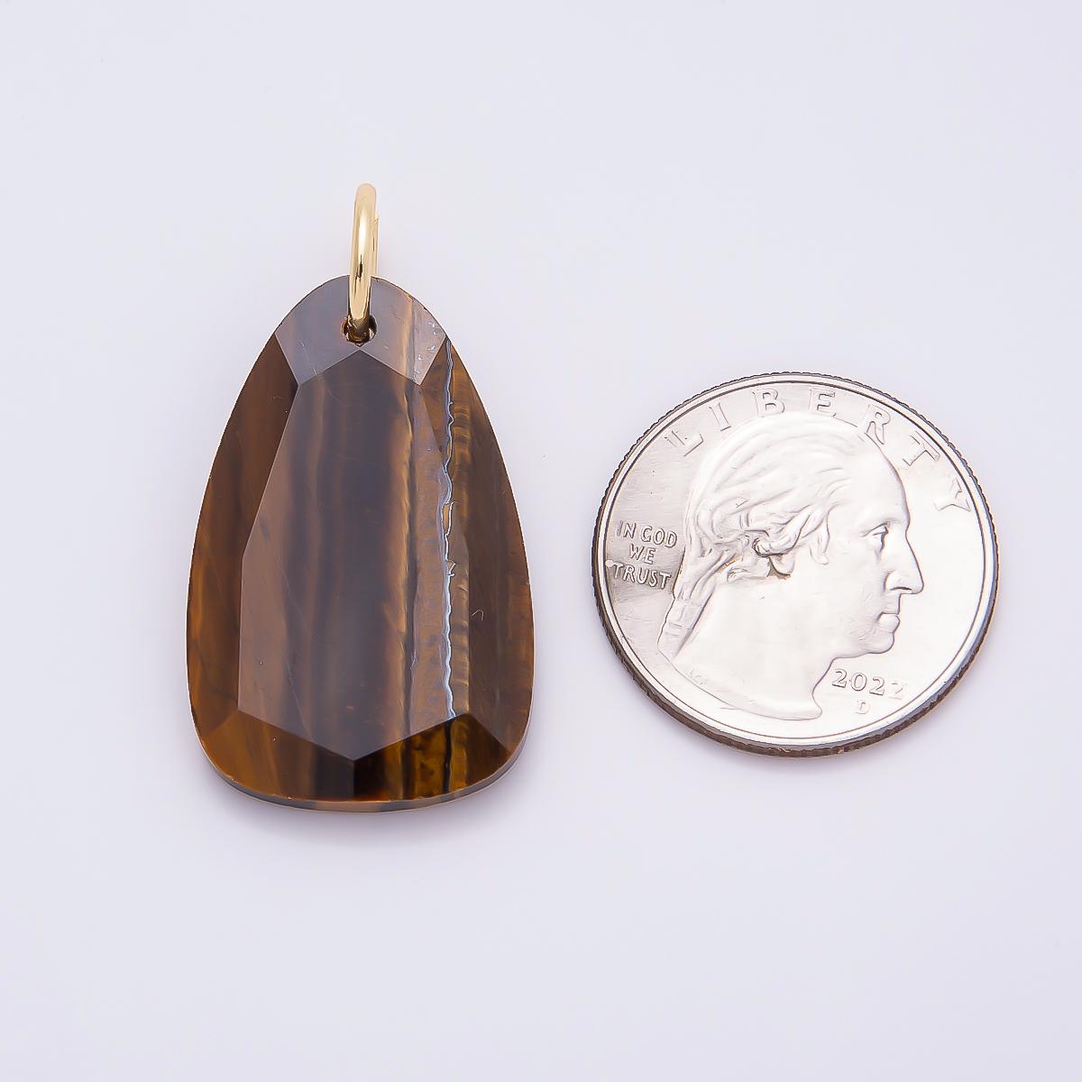 Faceted Natural Gemstone Charm 18k Gold Filled Lapis Rose Quartz Tiger Eye Turquoise Pendant for Necklace Jewelry Making Charms-1420