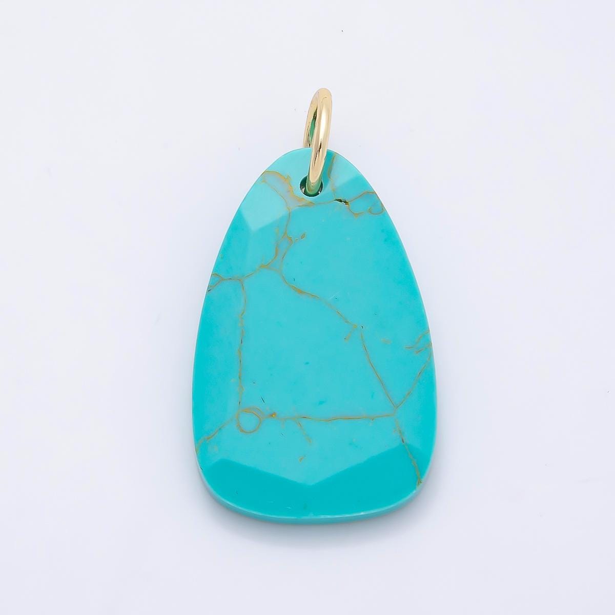 Faceted Natural Gemstone Charm 18k Gold Filled Lapis Rose Quartz Tiger Eye Turquoise Pendant for Necklace Jewelry Making Charms-1420