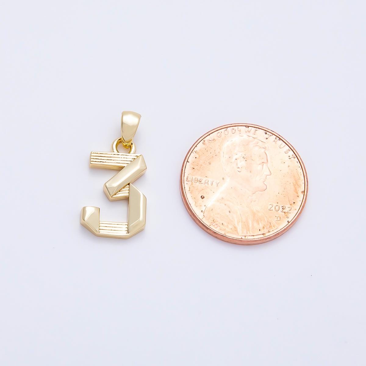 Gold Number Pendant Charm 16k Gold Filled Number Charm, Lucky Number Pendant, Personalized Jewelry, DIY Jewelry Making Supplies Charms-128