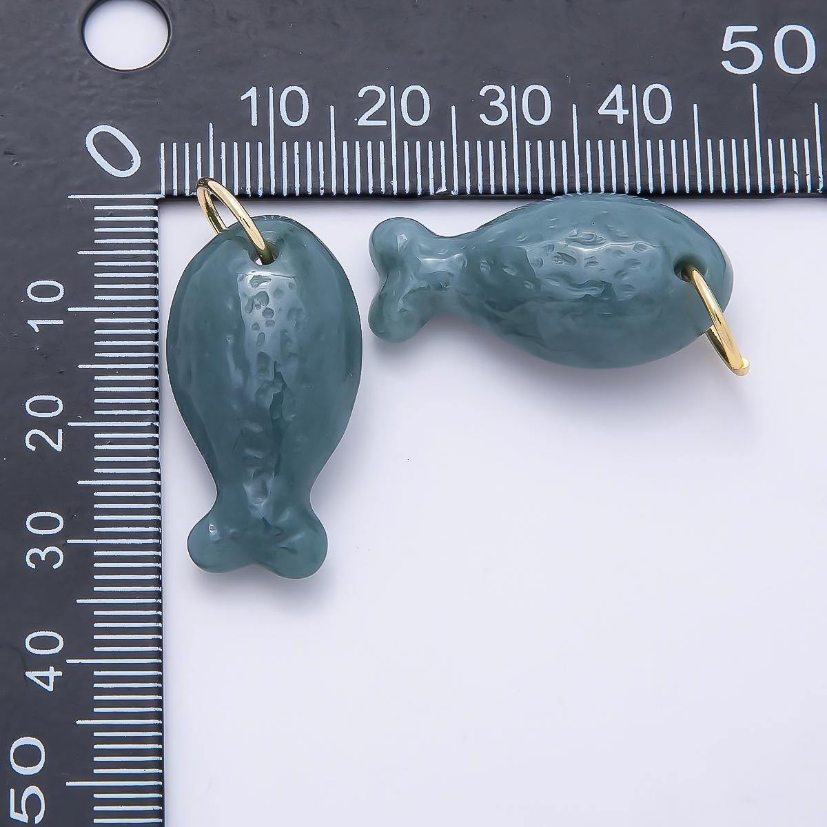 Natural Jade Fish Pendant Charm, 18k Gold Filled Fish Charm, Fish Stone Pendant for Necklace, Bracelet Jewelry Making Supplies Charms-1389