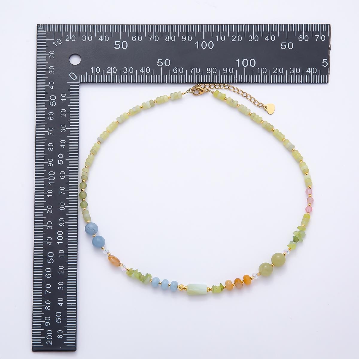 Handmade 4.2mm Green Aventurine Rondelle Pebble Round Gemstone Chain 16 Inch Necklace Colorful Boho Fairy Statement Jewelry | WA-04731