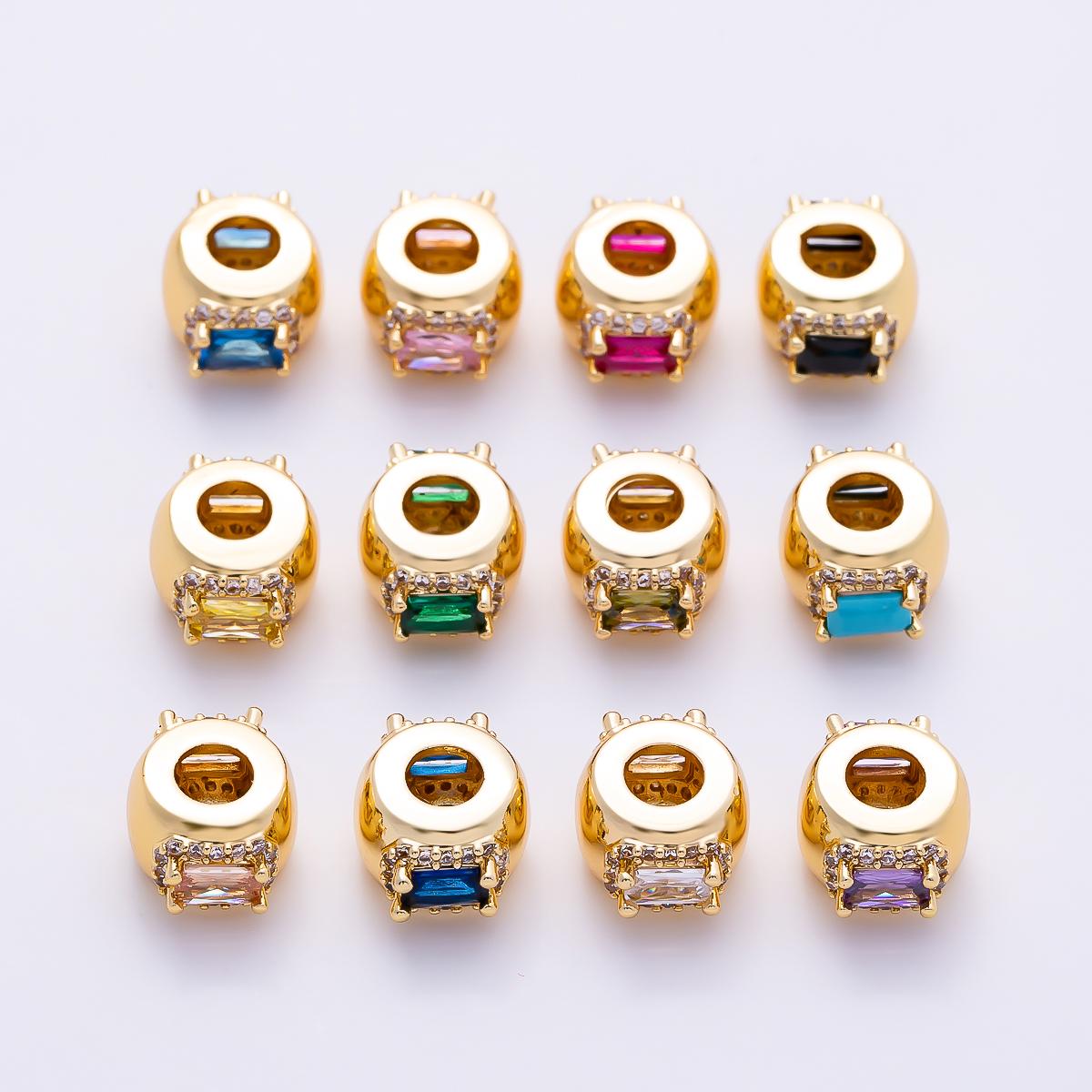 10.5mm 16k gold filled multicolor CZ birthstone rondelle spacer beads DIY Jewelry Making Supply for custom bracelet necklace | BEADS-00113
