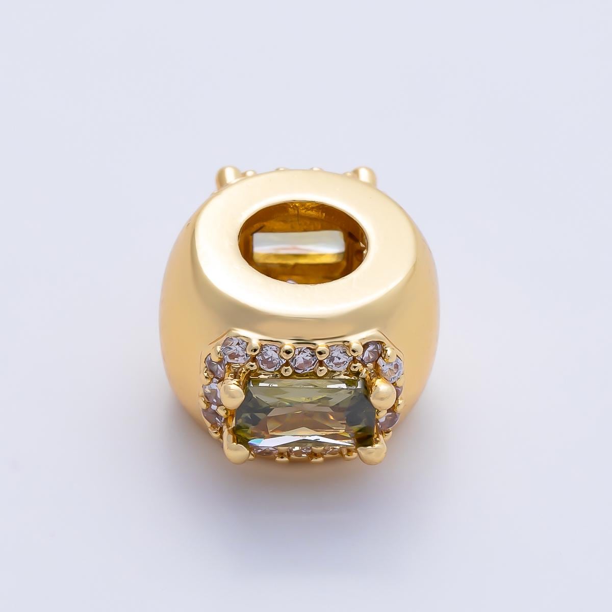 10.5mm 16k gold filled multicolor CZ birthstone rondelle spacer beads DIY Jewelry Making Supply for custom bracelet necklace | BEADS-00113