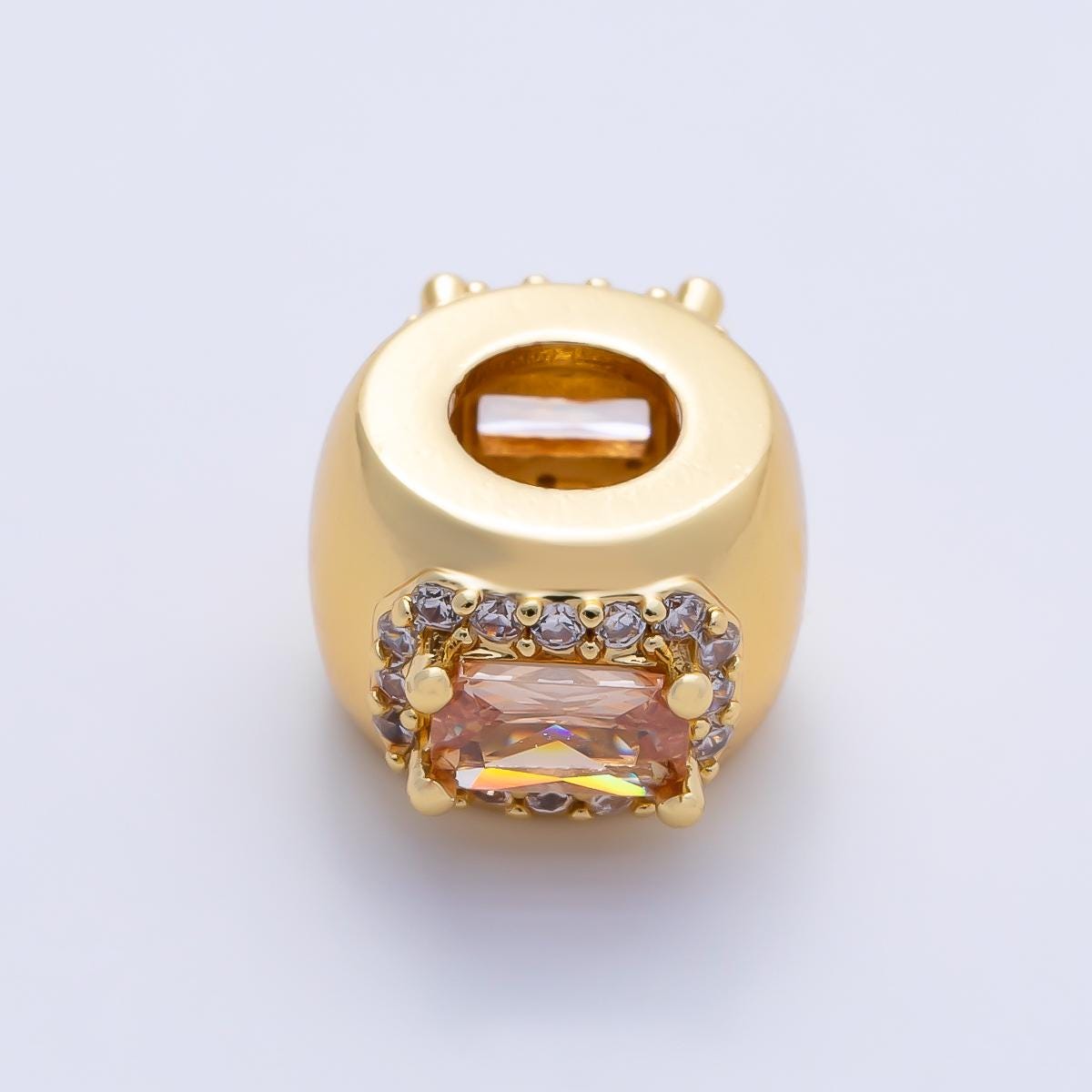 10.5mm 16k gold filled multicolor CZ birthstone rondelle spacer beads DIY Jewelry Making Supply for custom bracelet necklace | BEADS-00113