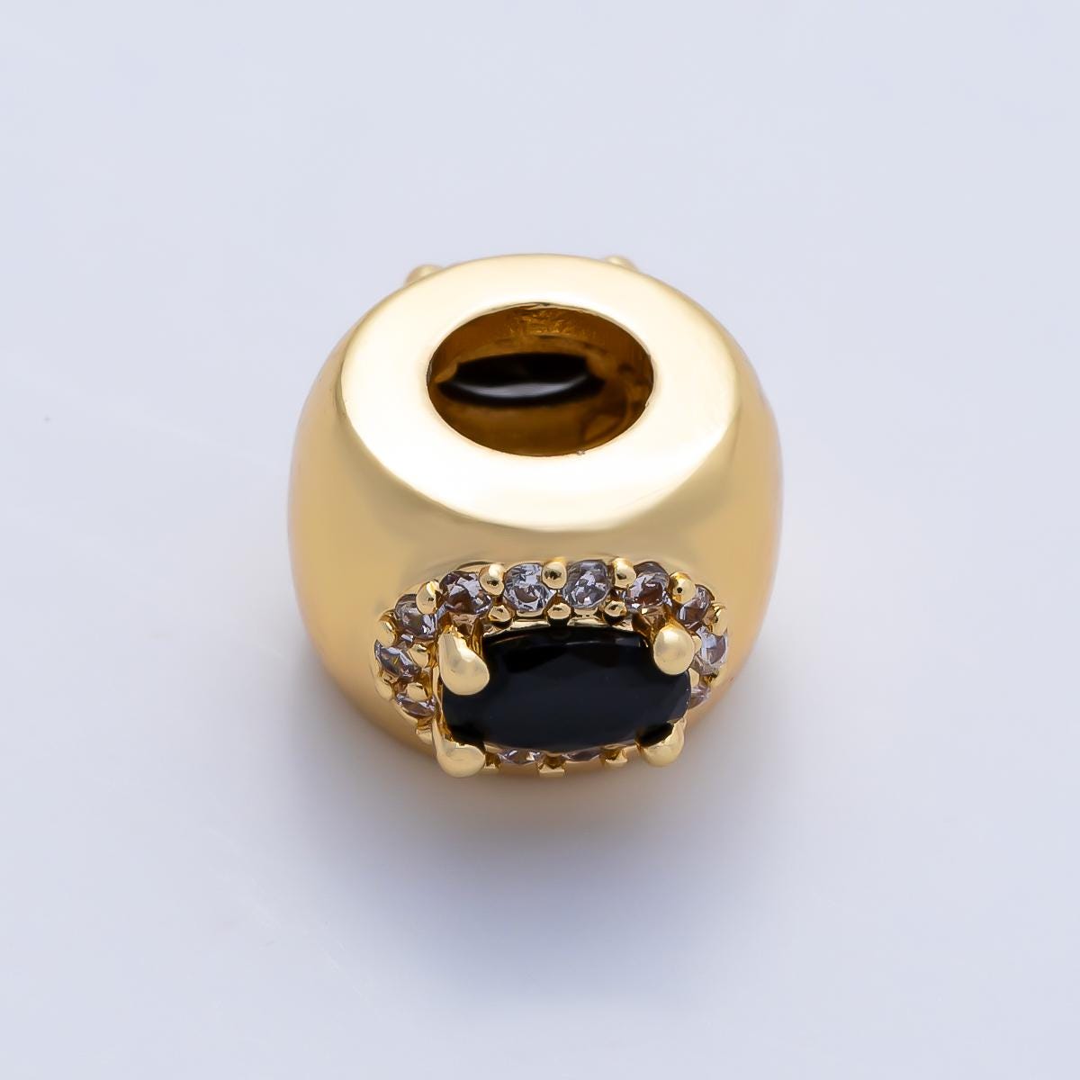 16k gold filled Oval CZ birthstone rondelle spacer beads 10mm DIY Jewelry Making Supply for bracelet necklace Charm Slider BEADS-379