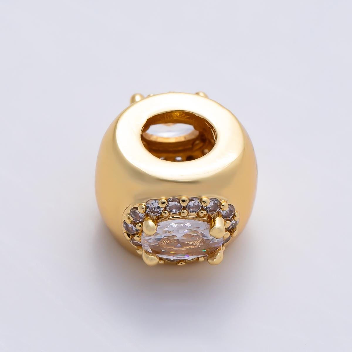 16k gold filled Oval CZ birthstone rondelle spacer beads 10mm DIY Jewelry Making Supply for bracelet necklace Charm Slider BEADS-379