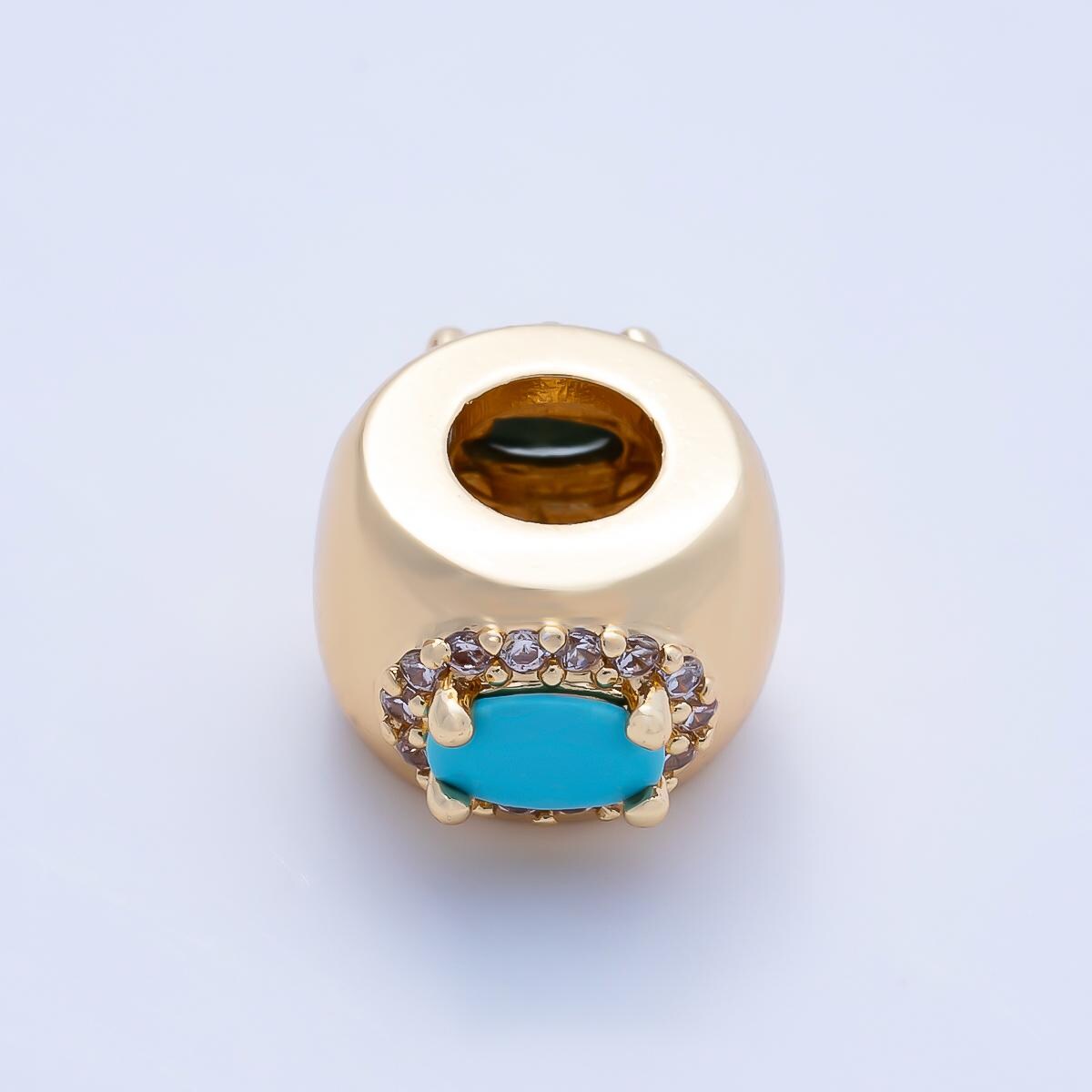 16k gold filled Oval CZ birthstone rondelle spacer beads 10mm DIY Jewelry Making Supply for bracelet necklace Charm Slider BEADS-379