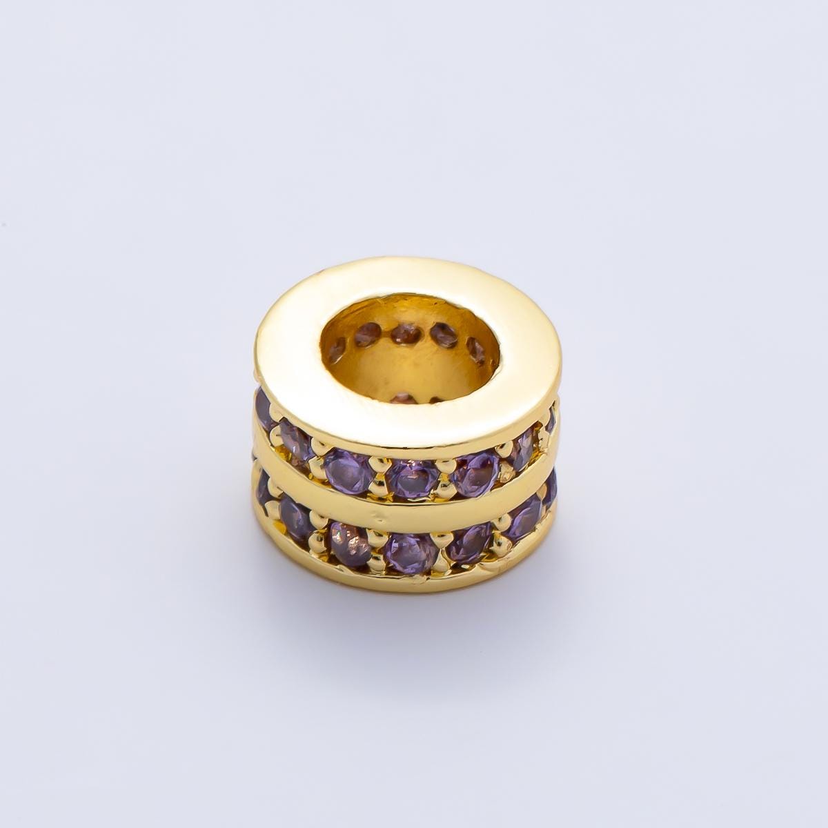 Gold Birthstone Spacer Beads CZ Rondelle Barrel Spacer 16k Gold Filled Bead, DIY Jewelry Making Supplies, Bracelet Necklace Charm Beads-411