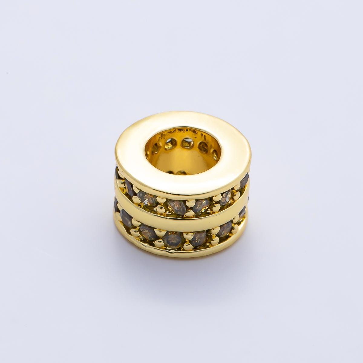Gold Birthstone Spacer Beads CZ Rondelle Barrel Spacer 16k Gold Filled Bead, DIY Jewelry Making Supplies, Bracelet Necklace Charm Beads-411