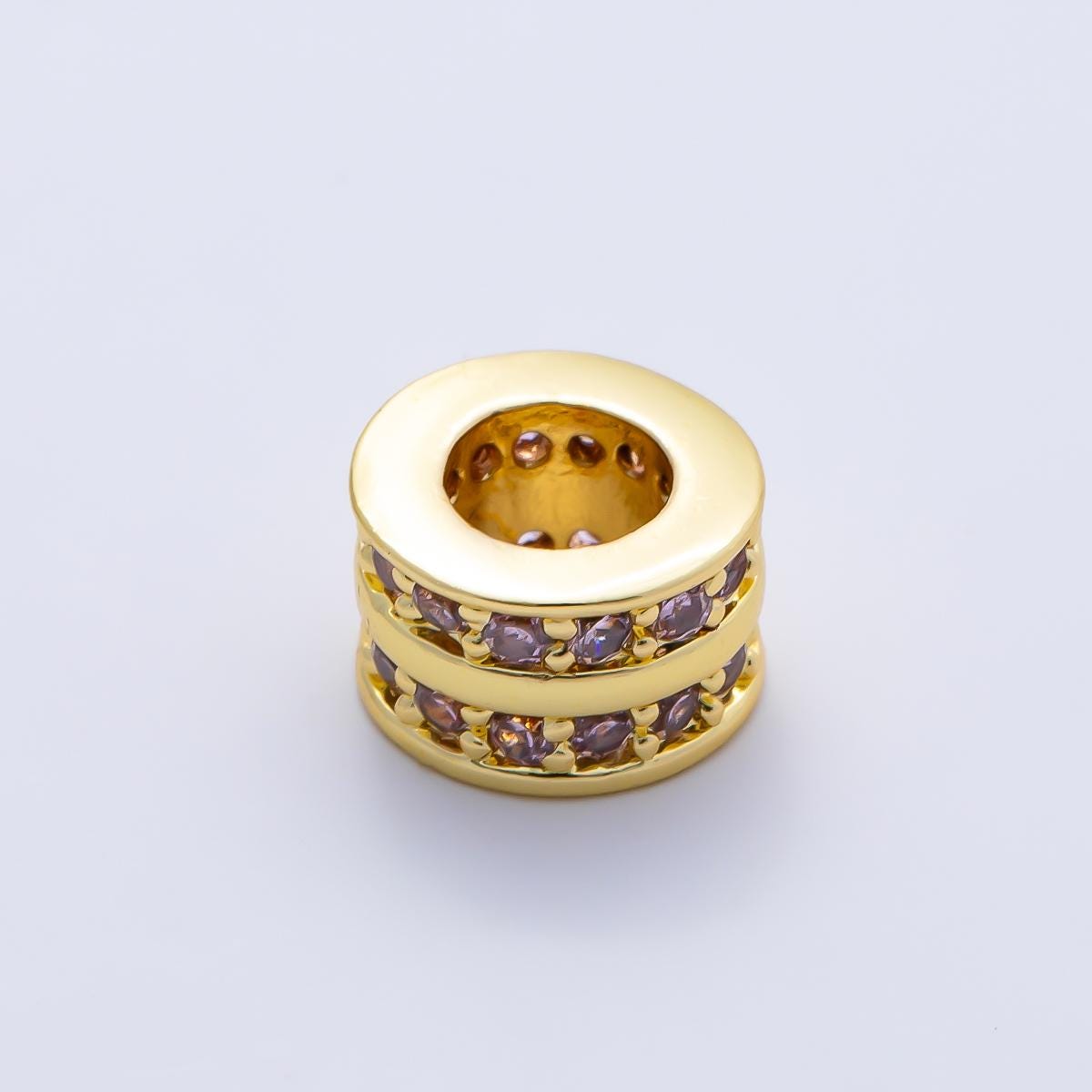 Gold Birthstone Spacer Beads CZ Rondelle Barrel Spacer 16k Gold Filled Bead, DIY Jewelry Making Supplies, Bracelet Necklace Charm Beads-411