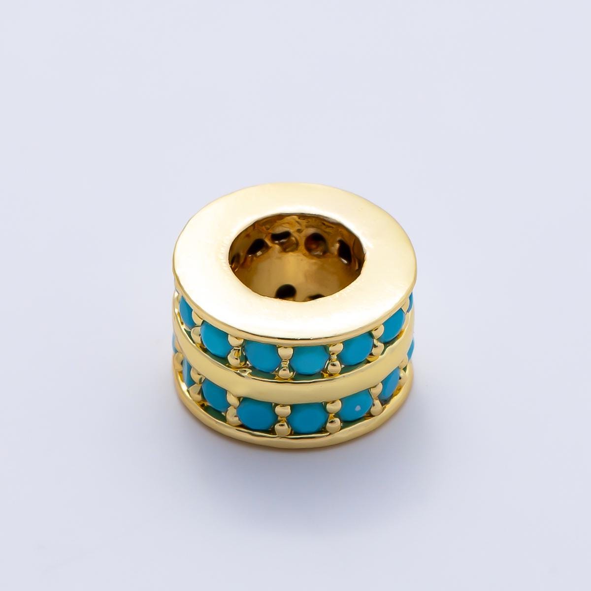 Gold Birthstone Spacer Beads CZ Rondelle Barrel Spacer 16k Gold Filled Bead, DIY Jewelry Making Supplies, Bracelet Necklace Charm Beads-411