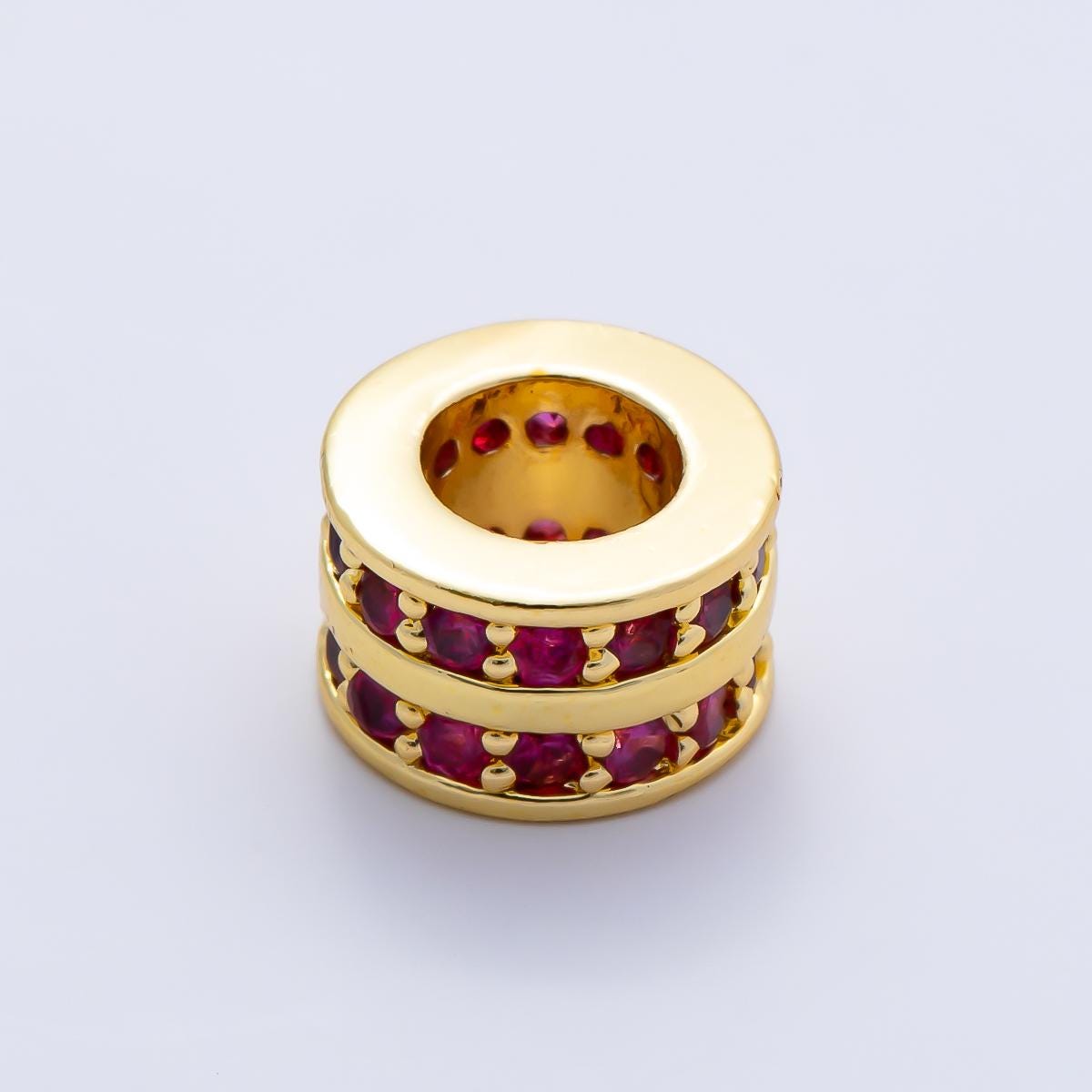 Gold Birthstone Spacer Beads CZ Rondelle Barrel Spacer 16k Gold Filled Bead, DIY Jewelry Making Supplies, Bracelet Necklace Charm Beads-411