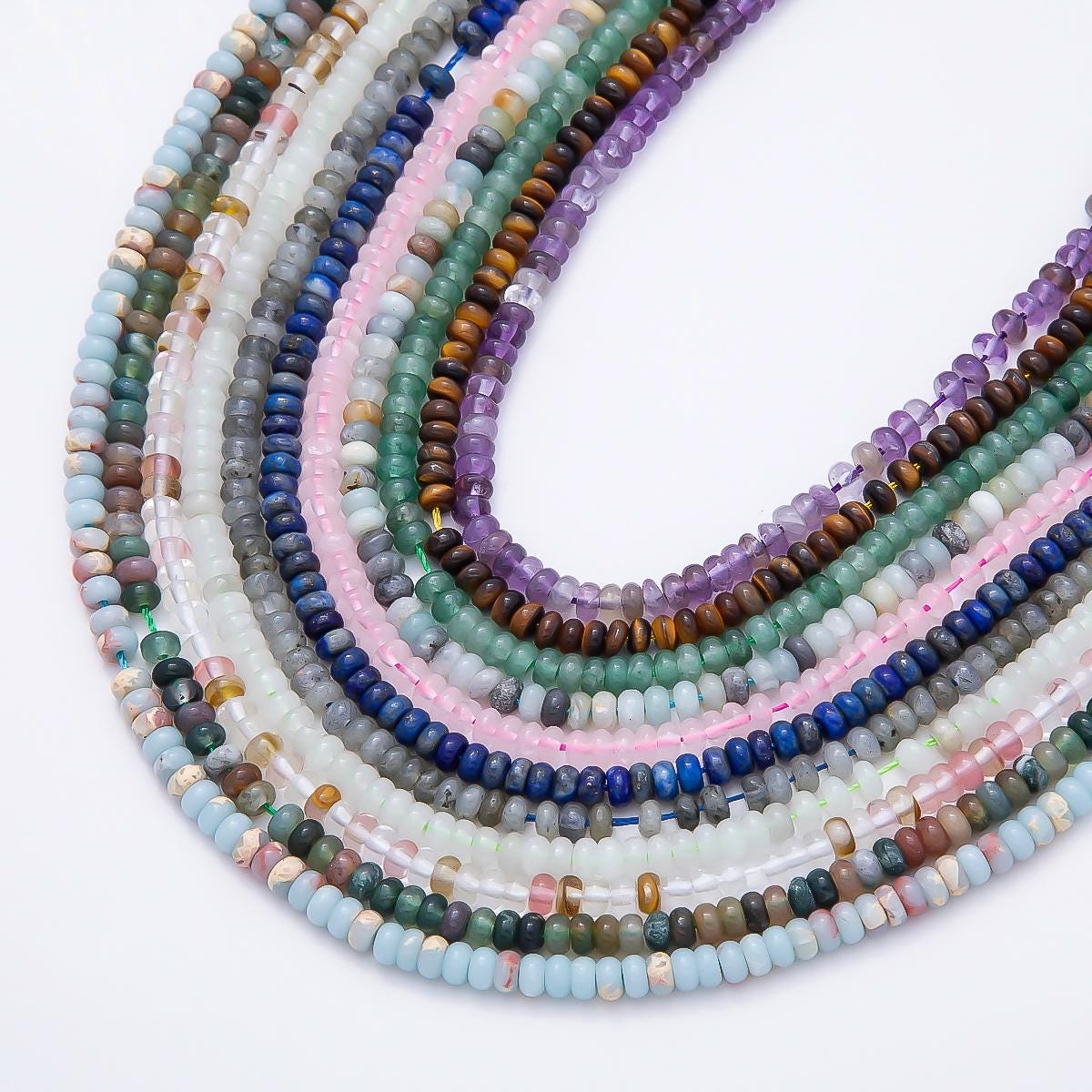 4mm Gemstone Heishi Beads Natural Stone Rondelle beads Spacers Rounded beads by Strand Wholesale for jewelry making WA-00037