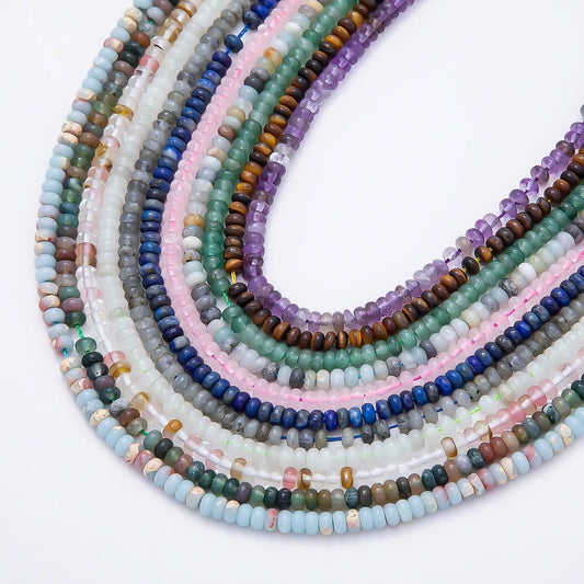 4mm Gemstone Heishi Beads Natural Stone Rondelle beads Spacers Rounded beads by Strand Wholesale for jewelry making WA-00037