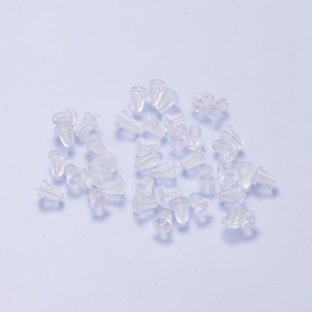 Clear Silicone Earring Backs 6mm Soft Plastic Replacement Backings Fishhook Findings | FINDINGS-00210