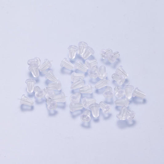 Clear Silicone Earring Backs 6mm Soft Plastic Replacement Backings Fishhook Findings | FINDINGS-00210