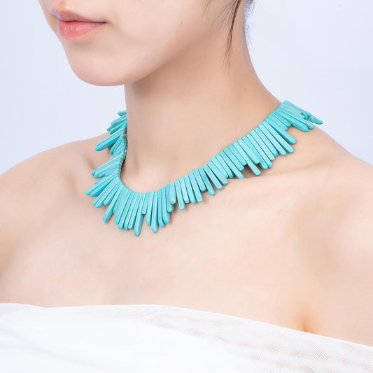 Turquoise Stick Collar Necklace for Statement Jewelry Bohemian Inspired Necklace WA-4757
