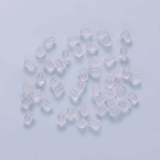 Clear Silicone Earring Backs 5mm Soft Plastic Replacement Backings Fishhook Findings | FINDINGS-00211