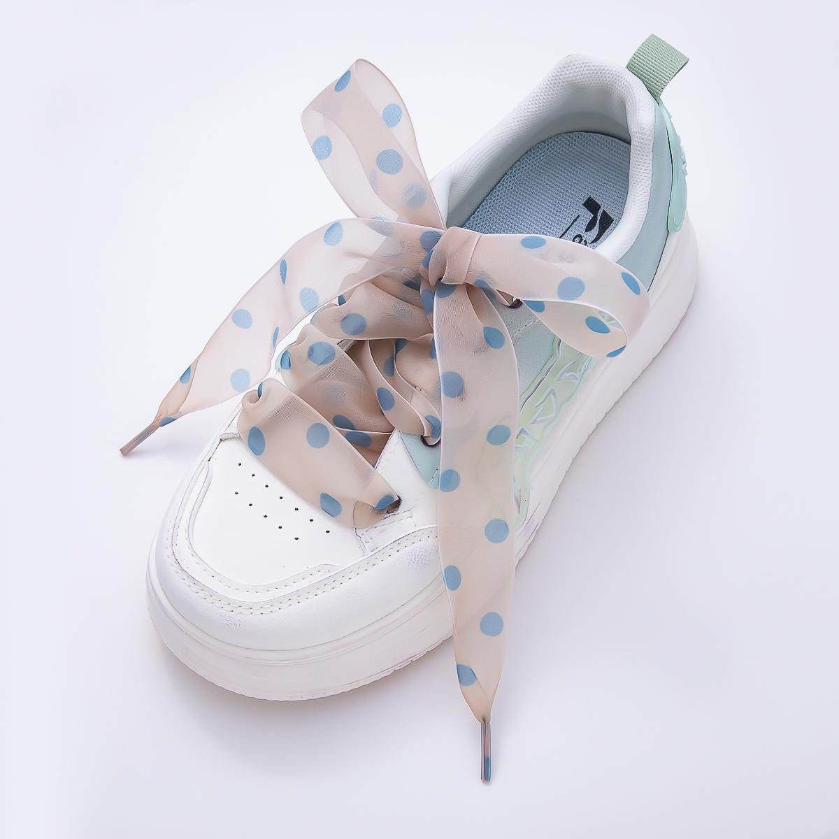 Colorful Polka Dotted 55 Inch Ribbon Shoelace Accessories Mesh Laces for Sneakers Trendy Fashion for Her | WB-00354