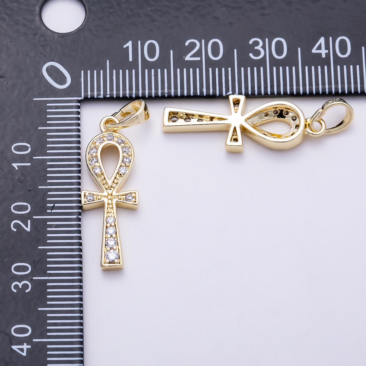 16K Gold Filled 25mm Micro Paved CZ Ankh Cross Religious Pendant Spiritual Protection African History Jewelry Gift for Her | Charms-01393