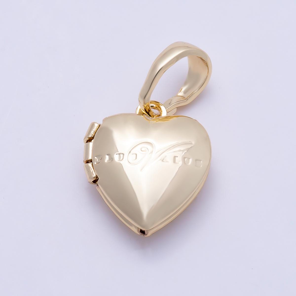 18K Gold Filled 41.5mm Floral Nature Engraved Heart Locket Pendant Dainty Keepsake Charm Romantic Vintage Style Memorial Jewelry | AF1159